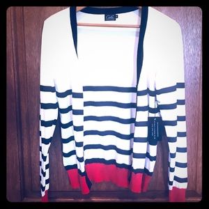 Cardigan in White, Red, and Navy sz M. NWT.